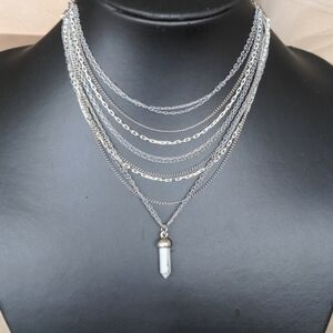 Vintage silver tone multi-strand Gypsy style necklace